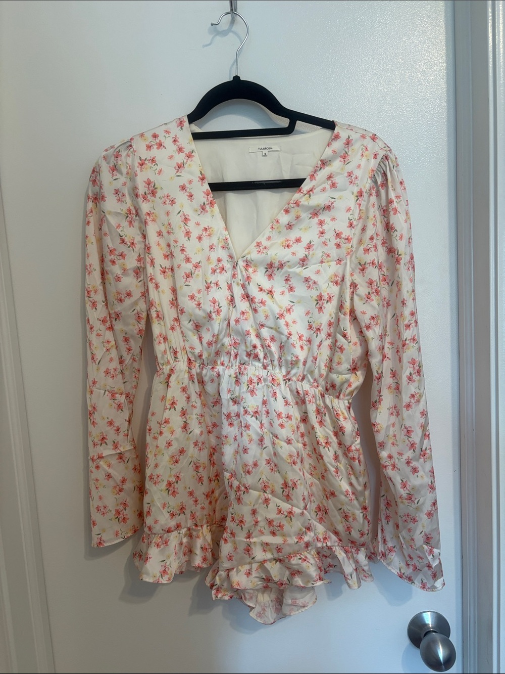 Tularosa Cream Romper with Pink Floral Print